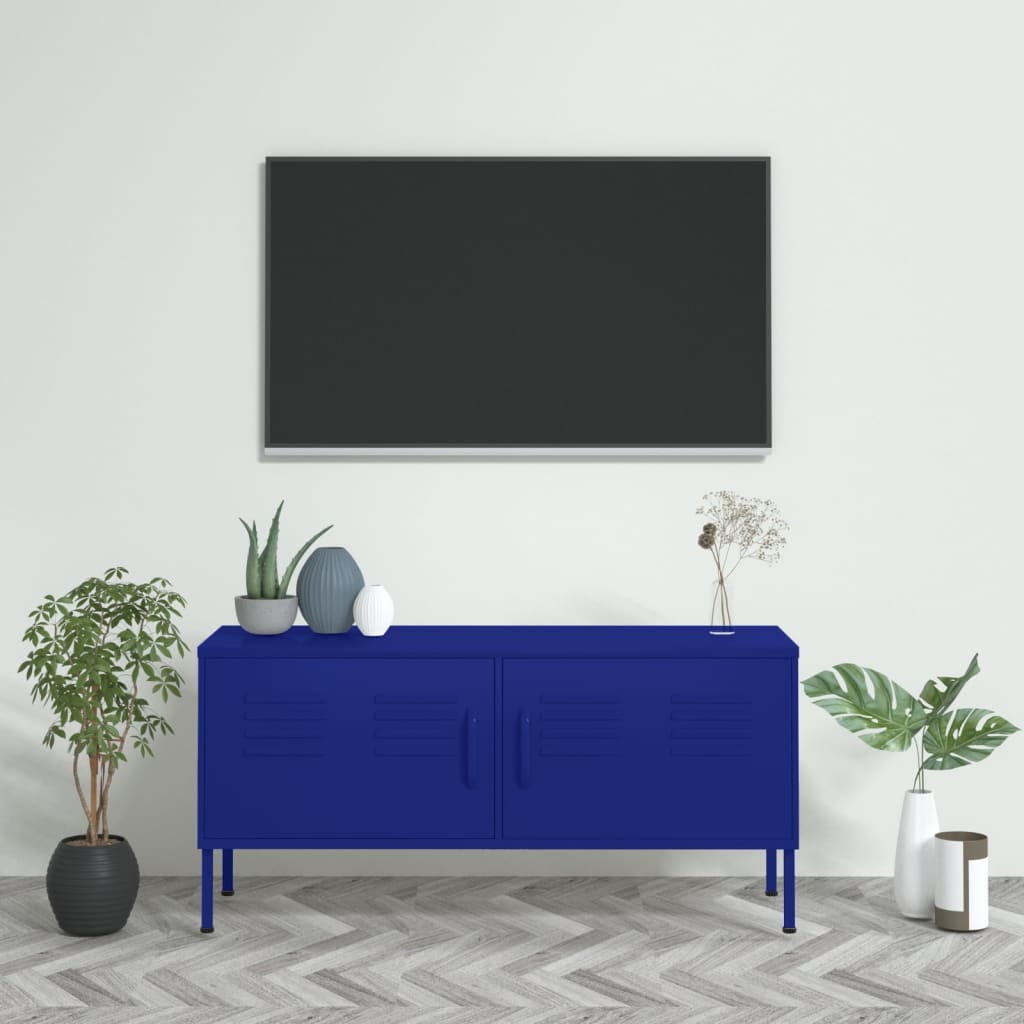 Comodă TV, bleumarin, 105x35x50 cm, oțel