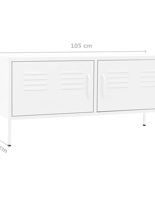 Încărcați imaginea în vizualizatorul Galerie, Comodă TV, alb, 105x35x50 cm, oțel
