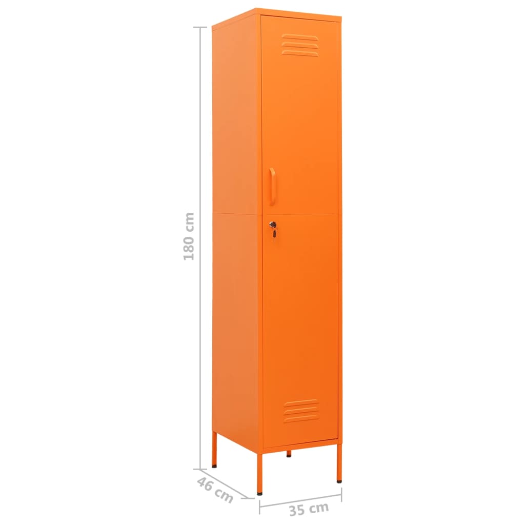 Dulap de vestiar, portocaliu, 35x46x180 cm, oțel