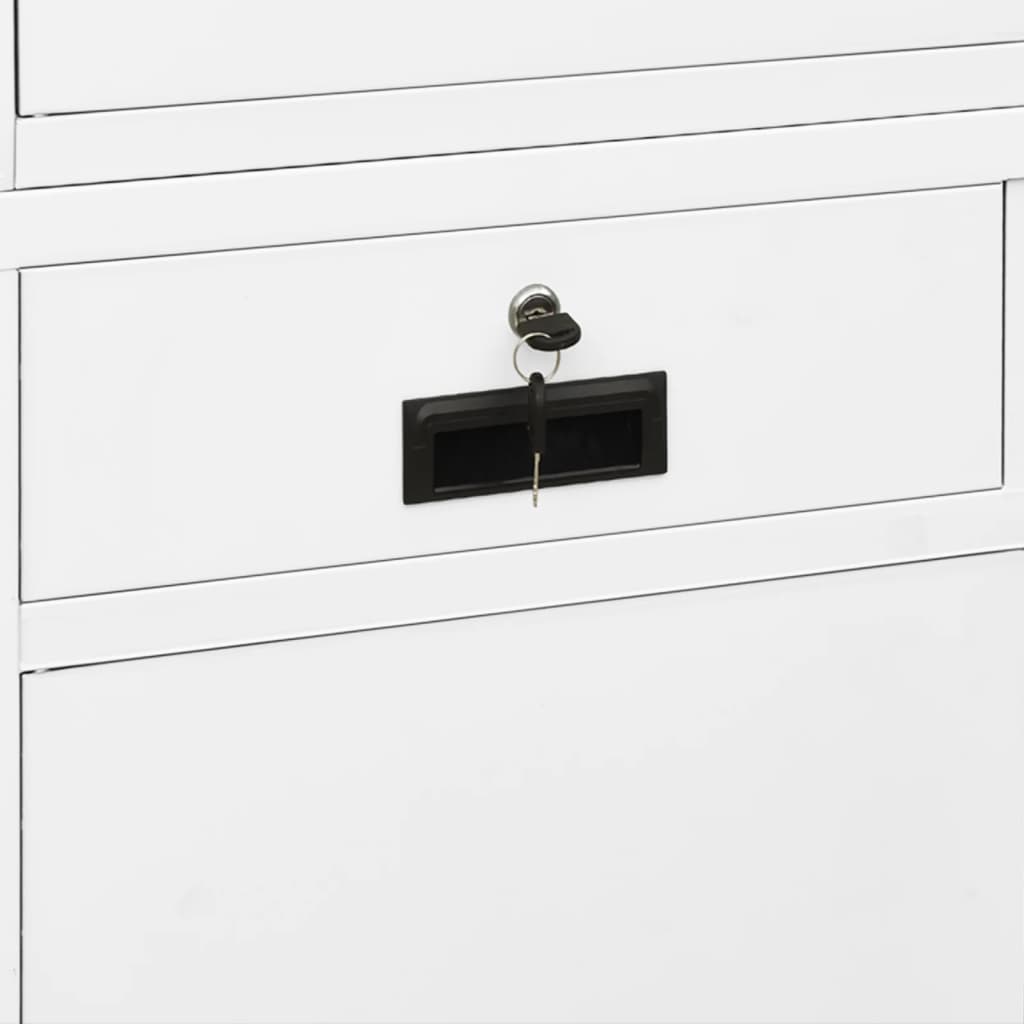 Dulap de birou, alb, 90x40x180 cm, oțel/sticlă securizată