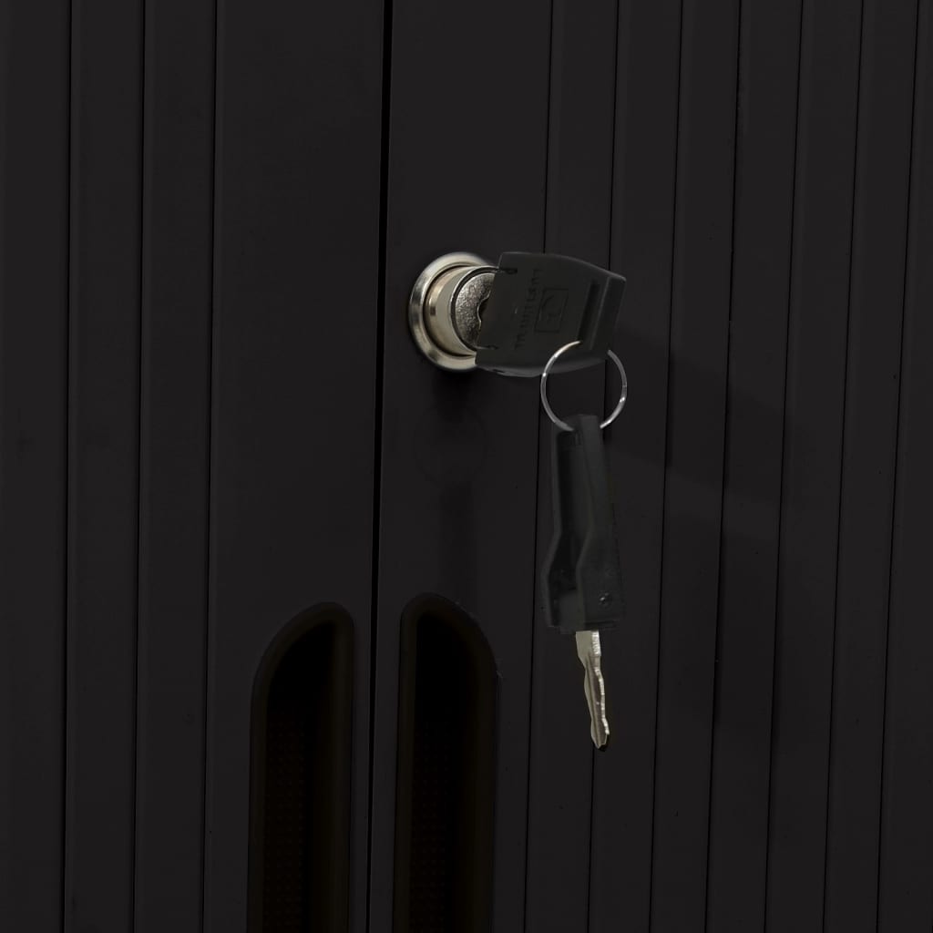 Dulap cu ușă glisantă, negru, 90x40x90 cm, oțel