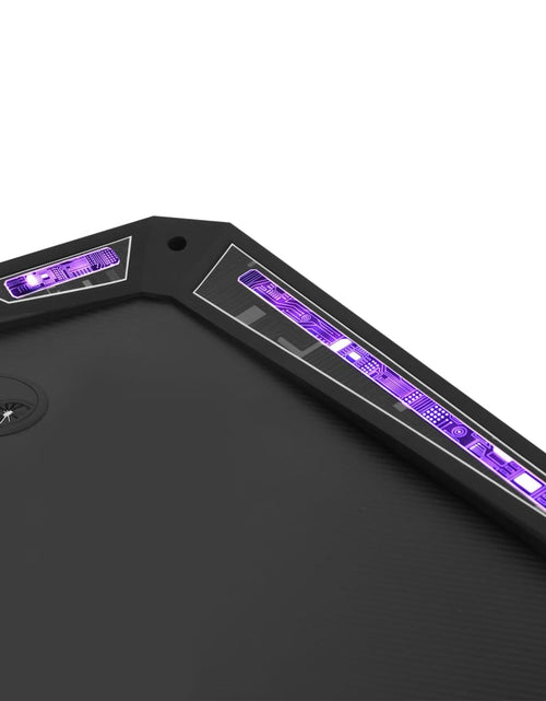 Загрузите изображение в средство просмотра галереи, Birou de gaming LED cu picioare în formă de Y negru 90x60x75 cm - Lando
