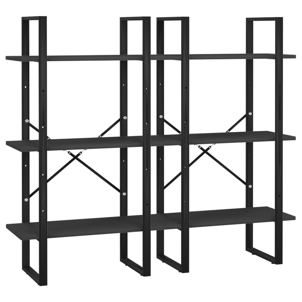 Raft de depozitare, negru, 60x30x210 cm, lemn compozit