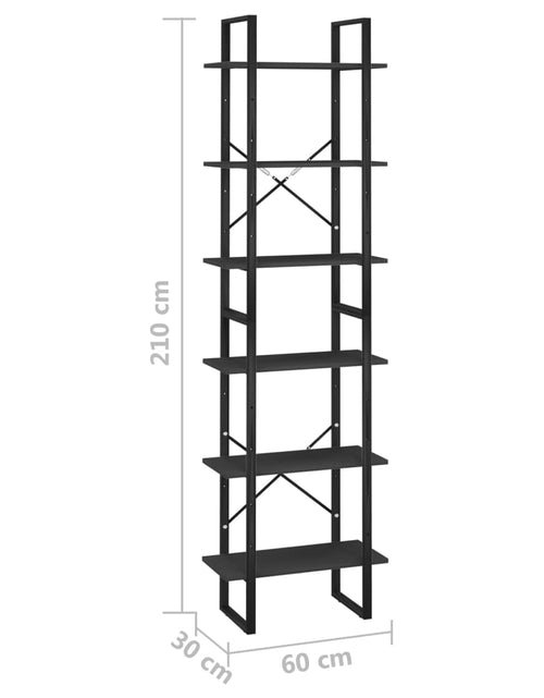 Încărcați imaginea în vizualizatorul Galerie, Raft de depozitare, negru, 60x30x210 cm, lemn compozit
