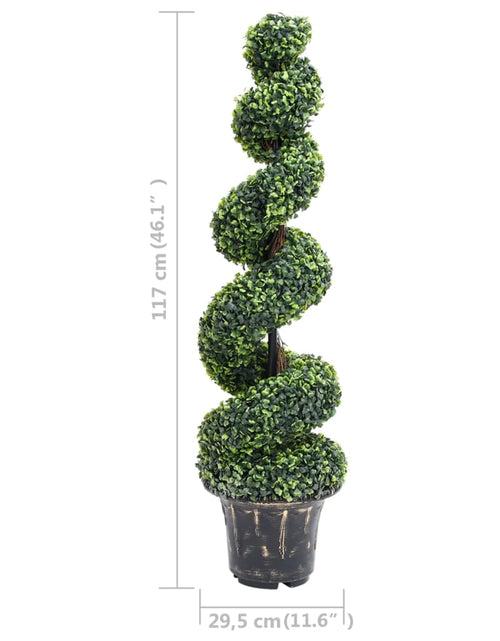 Încărcați imaginea în vizualizatorul Galerie, Plantă artificială de cimișir cu ghiveci, verde, 117cm, spirală - Lando
