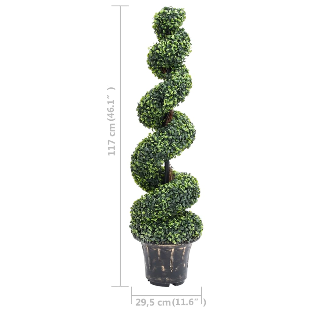 Plantă artificială de cimișir cu ghiveci, verde, 117cm, spirală - Lando