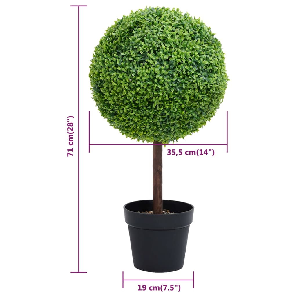 Plantă artificială cimișir cu ghiveci, verde, 71cm, formă minge