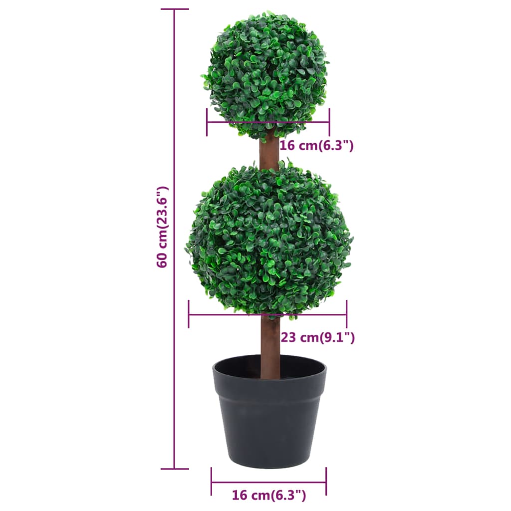 Plantă artificială cimișir cu ghiveci, verde, 60cm, formă minge