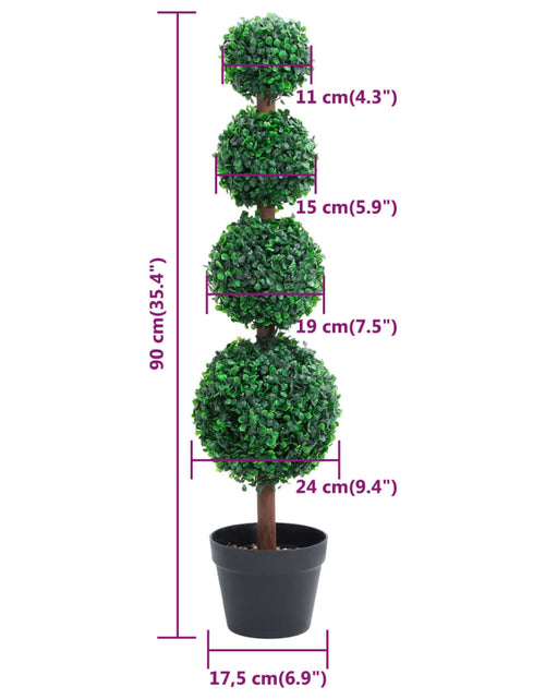 Încărcați imaginea în vizualizatorul Galerie, Plantă artificială cimișir cu ghiveci, verde, 90cm, formă minge
