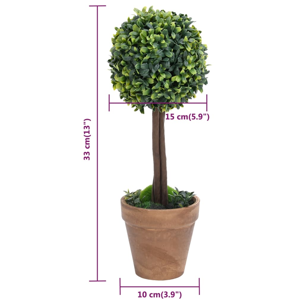 Plante artificiale cimișir cu ghiveci, 2 buc. verde 33 cm minge