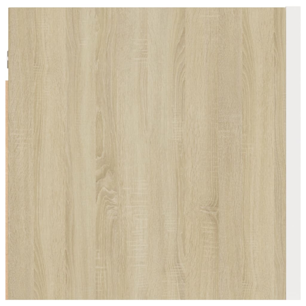 Noptiere, 2 buc., alb și stejar Sonoma, 30,5x30x30cm, PAL