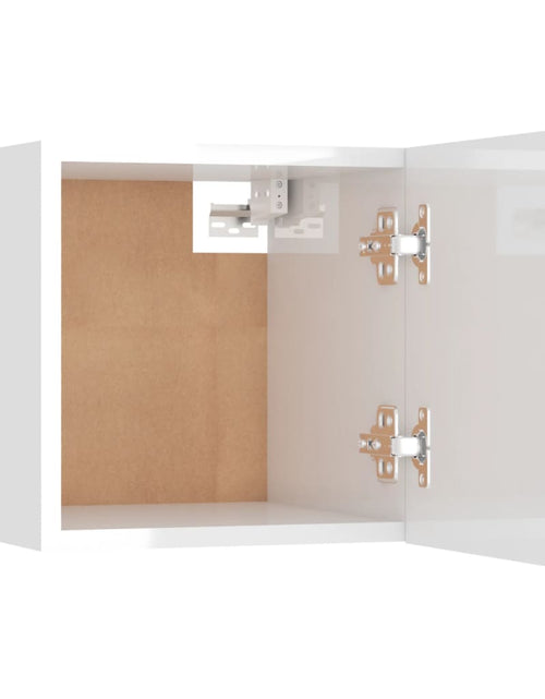 Încărcați imaginea în vizualizatorul Galerie, Noptiere, 2 buc, alb extralucios, 30,5x30x30 cm, lemn prelucrat
