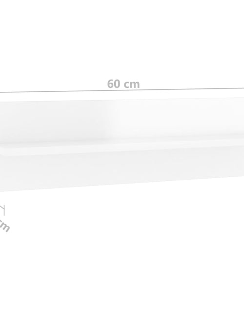 Загрузите изображение в средство просмотра галереи, Rafturi de perete, 2 buc., alb extralucios, 60x11,5x18 cm, PAL
