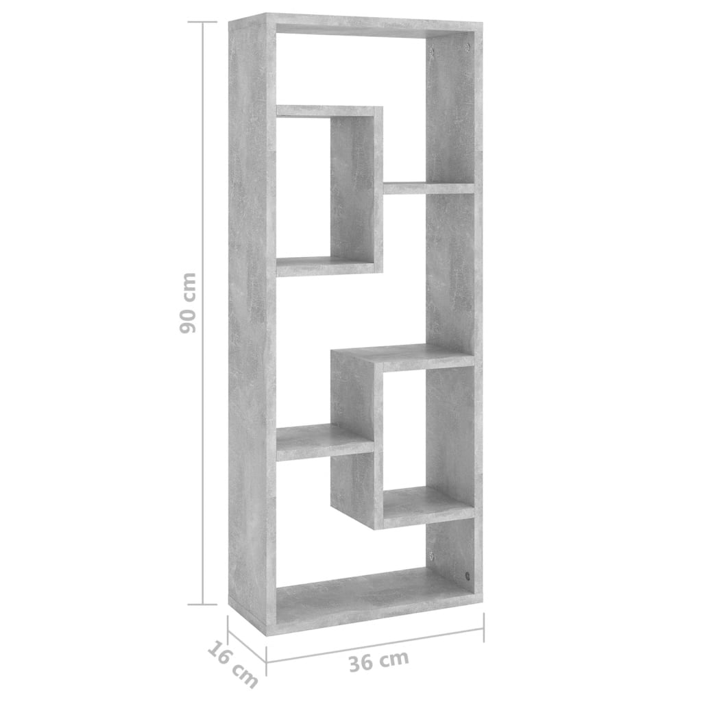 Raft de perete, gri beton, 36x16x90 cm, PAL