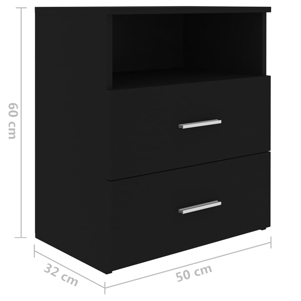 Noptiere, 2 buc., negru, 50x32x60 cm