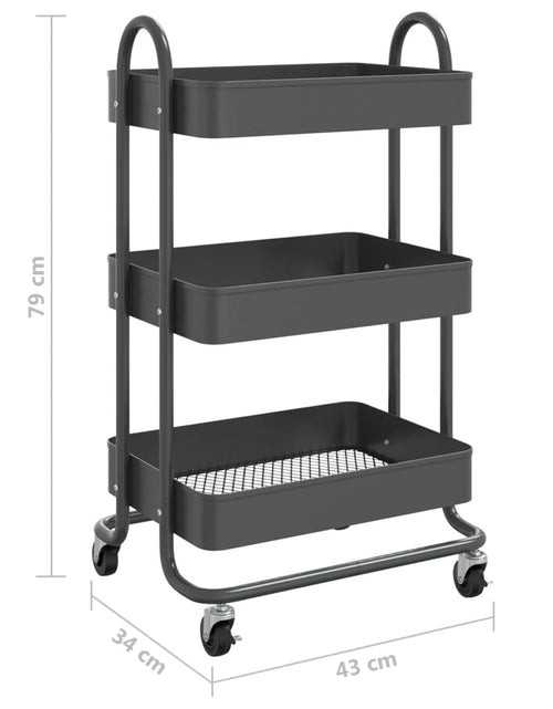 Загрузите изображение в средство просмотра галереи, Cărucior, 3 niveluri, antracit, 43x34x79 cm, oțel
