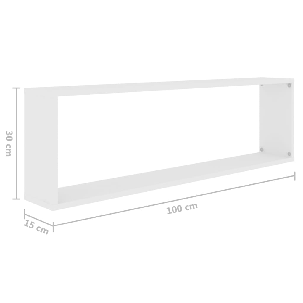 Rafturi de perete cub, 4 buc., alb, 100x15x30cm PAL