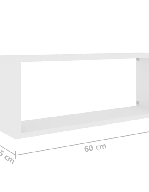 Încărcați imaginea în vizualizatorul Galerie, Rafturi de perete cub 2 bucăți alb 60x15x23 cm lemn prelucrat
