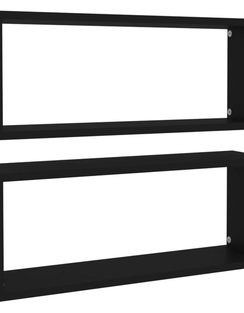 Загрузите изображение в средство просмотра галереи, Rafturi de perete cub, 2 bucăți, negru, 60x15x23 cm, PAL
