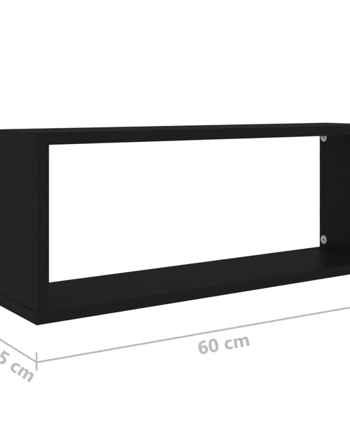 Загрузите изображение в средство просмотра галереи, Rafturi de perete în formă de cub, 4 bucăți, negru, 60x15x23 cm, PAL
