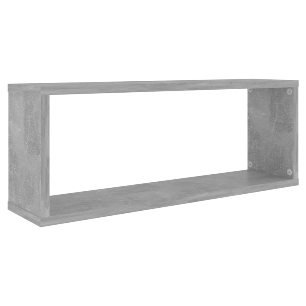 Rafturi de perete cub, 2 buc, gri beton, 60x15x23 cm, PAL