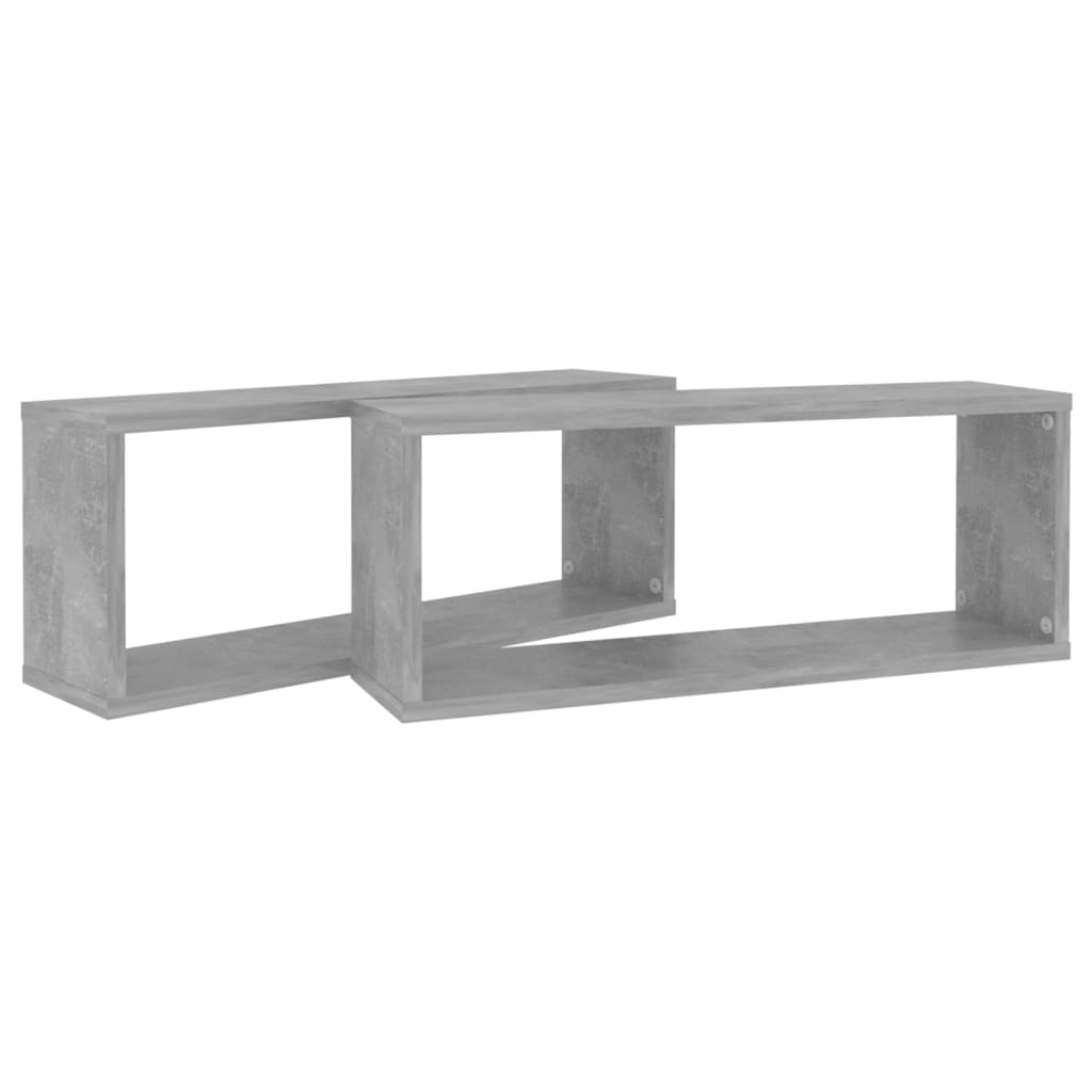 Rafturi de perete cub, 2 buc, gri beton, 60x15x23 cm, PAL