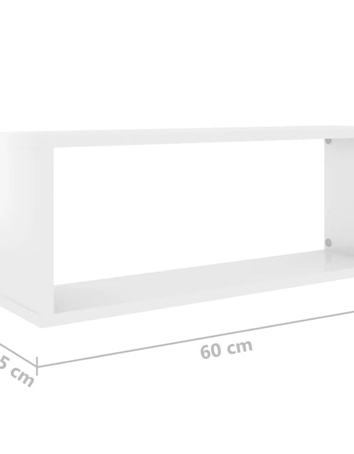 Загрузите изображение в средство просмотра галереи, Rafturi de perete cub, 4 buc, alb extralucios, 60x15x23 cm, PAL
