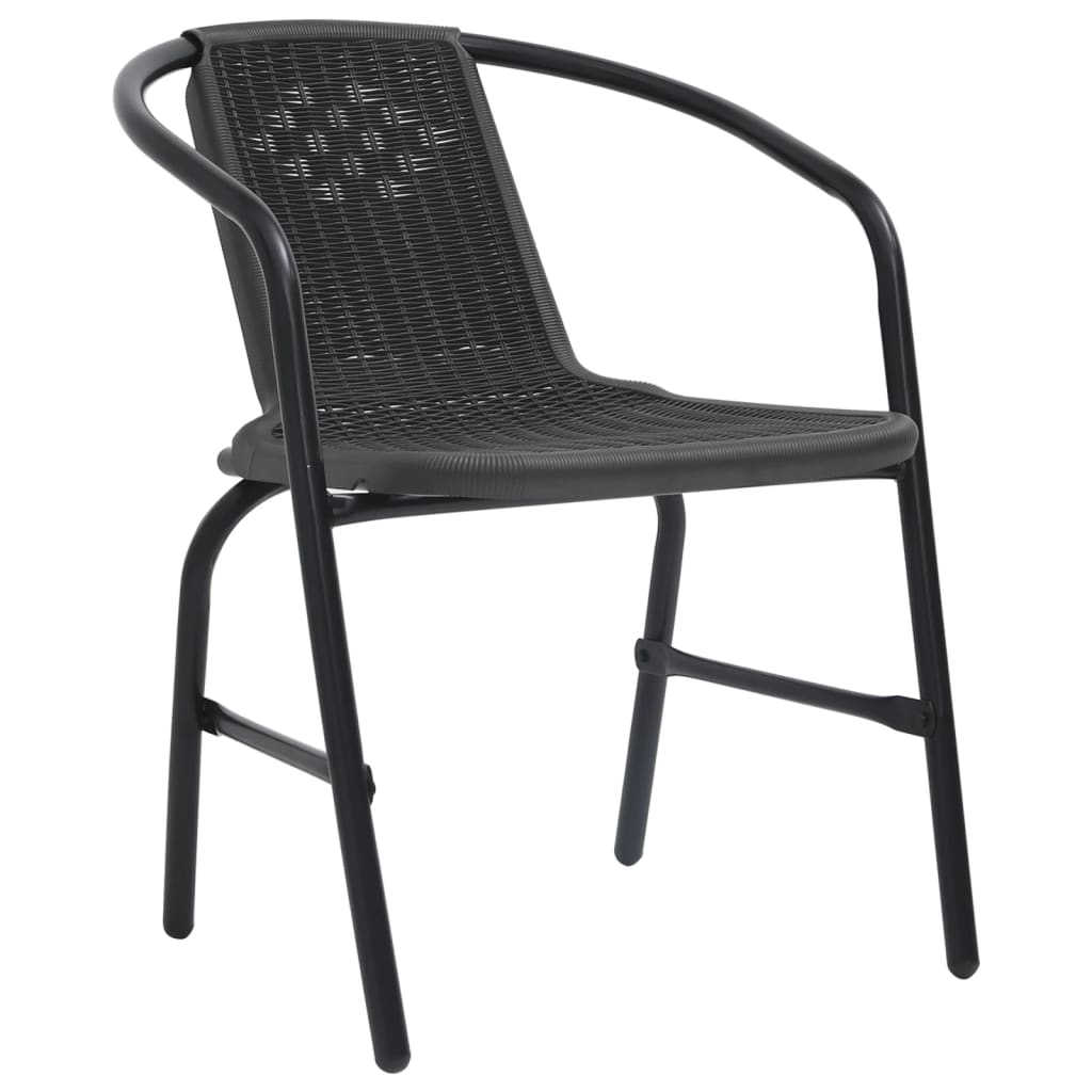 Set mobilier de grădină, 3 piese, negru