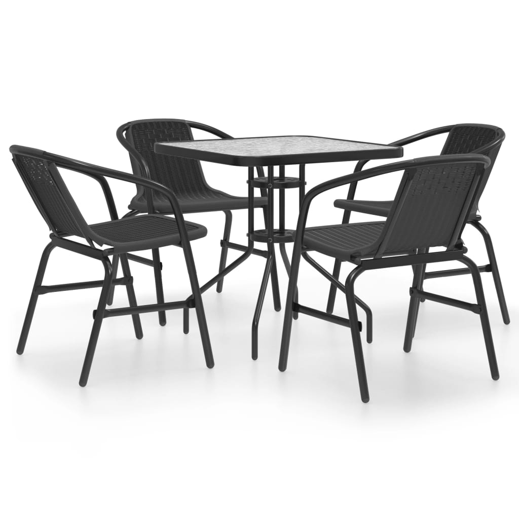 Set mobilier de grădină, 5 piese, negru