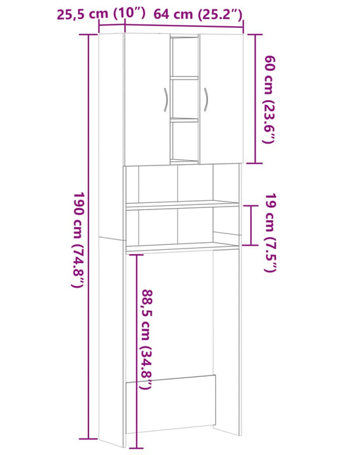 Încărcați imaginea în vizualizatorul Galerie, Dulap mașina de spălat, stejar sonoma, 64x25,5x190 cm
