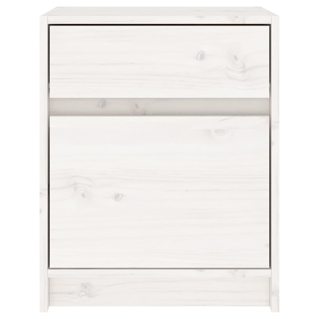 Noptieră, alb, 40x31x50 cm, lemn masiv de pin