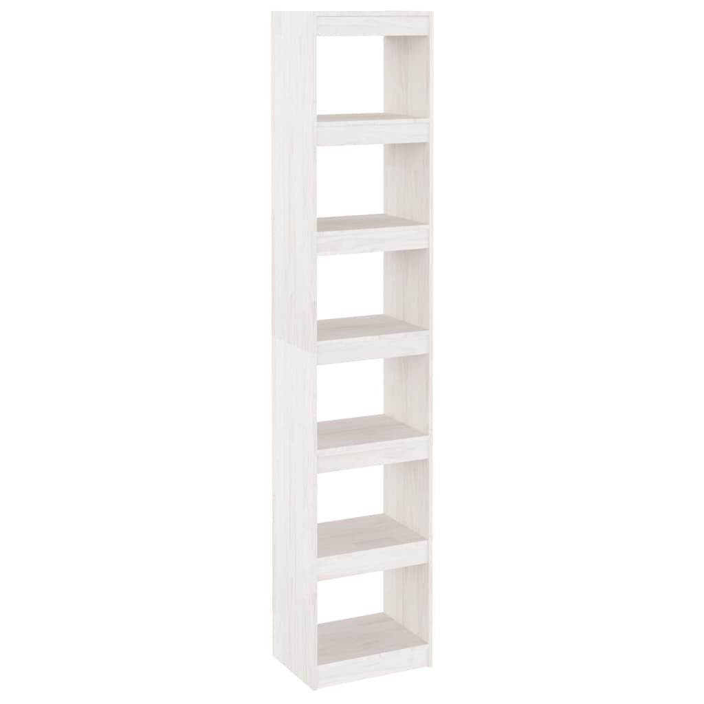 Bibliotecă/Separator cameră, alb, 40x30x199 cm, lemn masiv pin