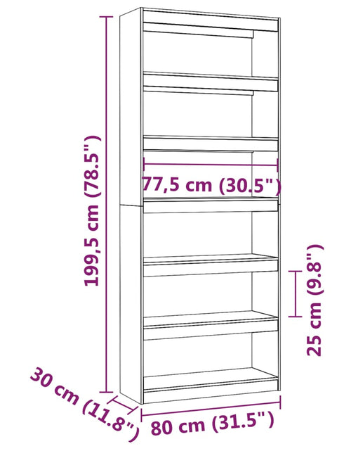 Încărcați imaginea în vizualizatorul Galerie, Bibliotecă/Separator cameră negru 80x30x199,5 cm lemn masiv pin
