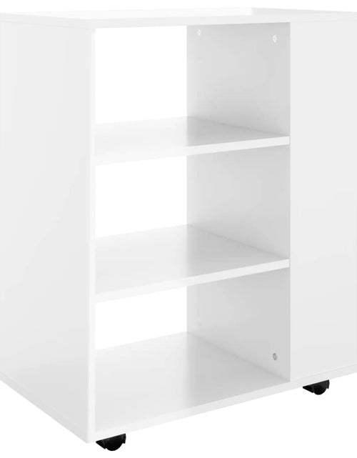 Загрузите изображение в средство просмотра галереи, Dulap cu roți, alb extralucios, 60x35x75 cm, PAL
