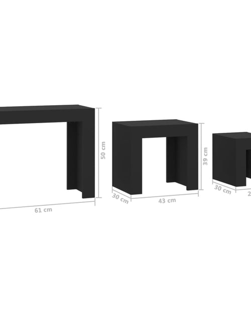 Загрузите изображение в средство просмотра галереи, Mese suprapuse de cafea, 3 buc, negru, lemn prelucrat
