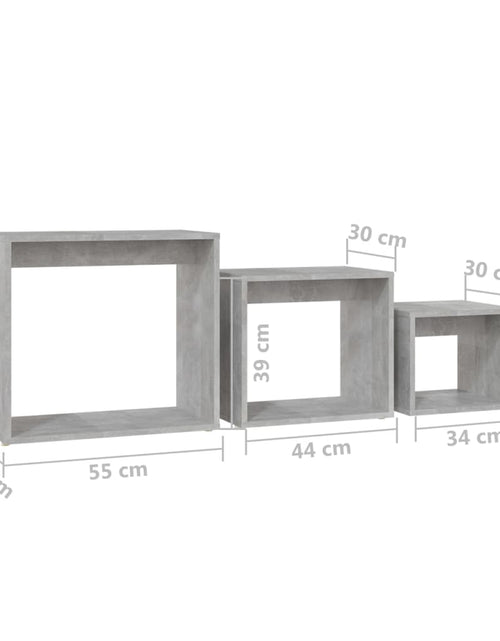 Încărcați imaginea în vizualizatorul Galerie, Măsuțe suprapuse, 3 buc., gri beton, PAL
