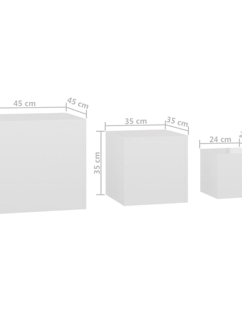 Загрузите изображение в средство просмотра галереи, Măsuțe laterale, 3 buc., alb extralucios, PAL
