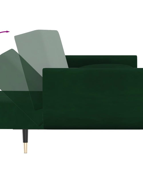 Încărcați imaginea în vizualizatorul Galerie, Canapea extensibilă cu 2 locuri, 2 perne, verde închis, catifea
