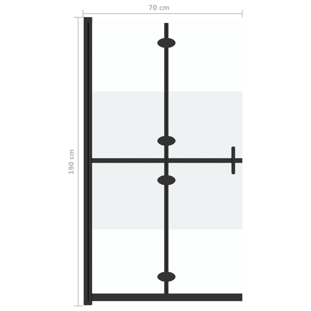 Perete duș walk-in pliabil, 70x190 cm, sticlă ESG jumătate mată