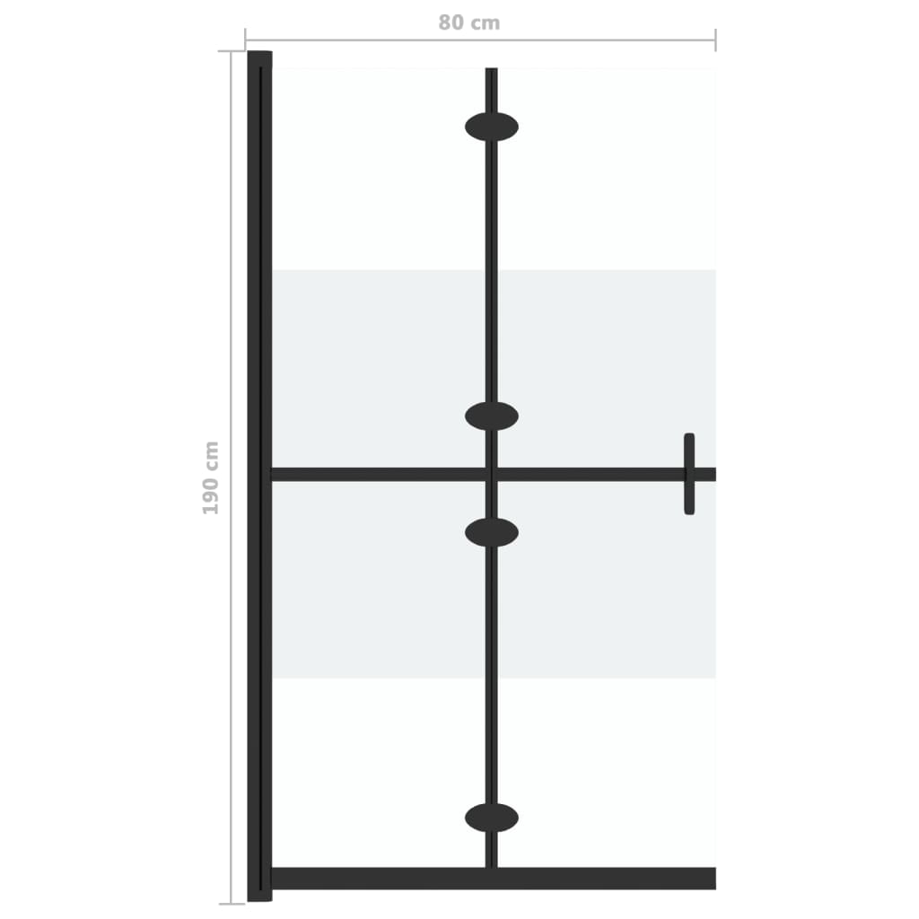 Perete duș walk-in pliabil, 80x190 cm, sticlă ESG jumătate mată