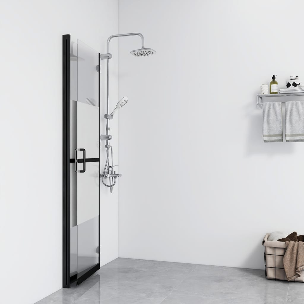 Perete duș walk-in pliabil 100x190 cm sticlă ESG jumătate mată