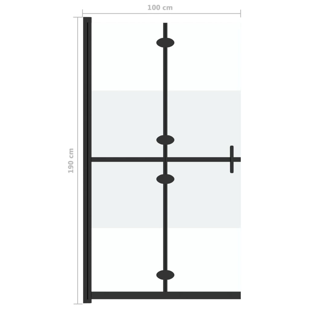 Perete duș walk-in pliabil 100x190 cm sticlă ESG jumătate mată