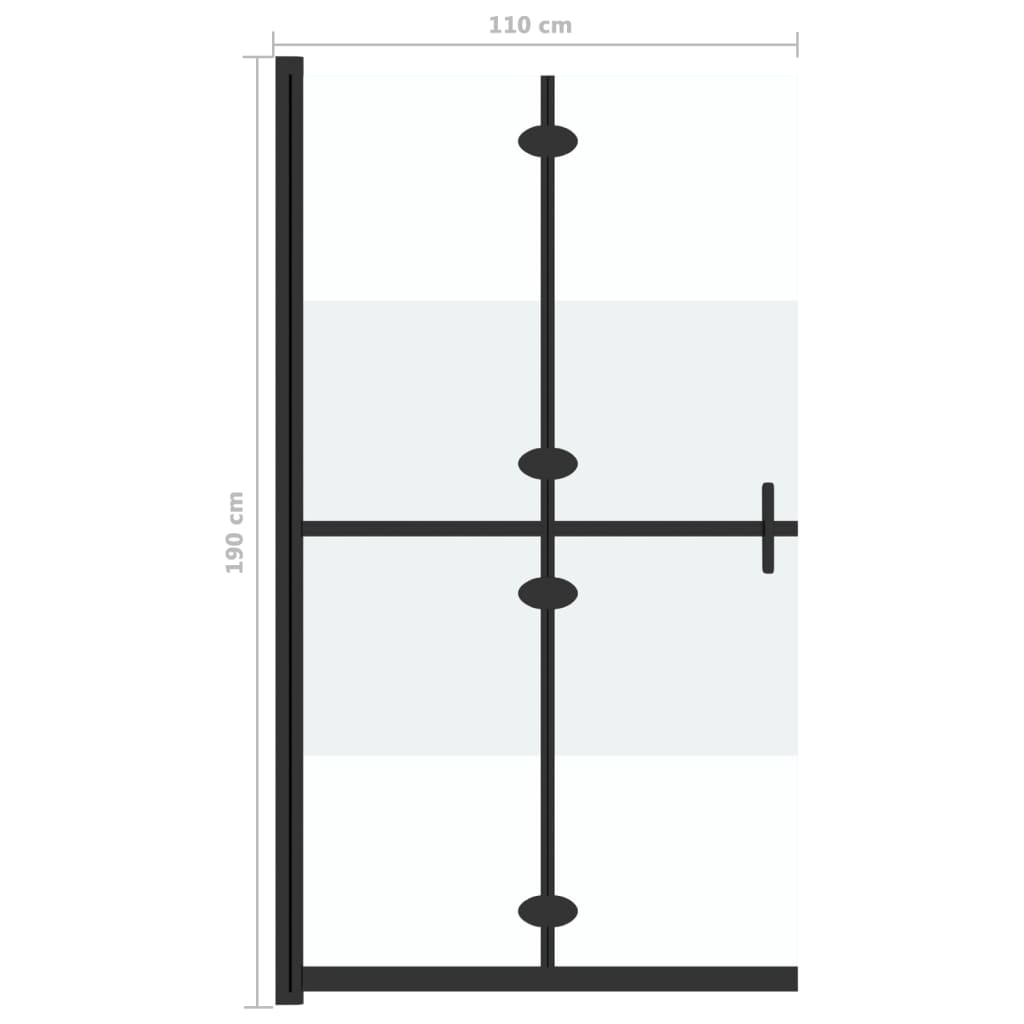 Perete duș walk-in pliabil 110x190 cm sticlă ESG jumătate mată