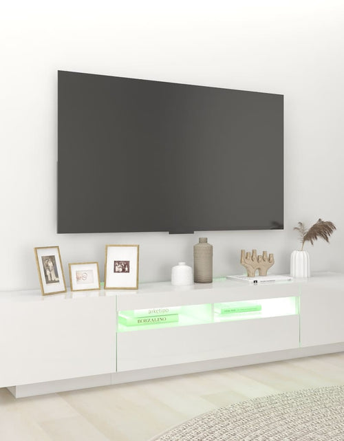 Загрузите изображение в средство просмотра галереи, Comodă TV cu lumini LED, alb extralucios, 200x35x40 cm

