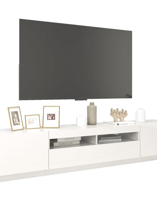 Încărcați imaginea în vizualizatorul Galerie, Comodă TV cu lumini LED, alb extralucios, 200x35x40 cm
