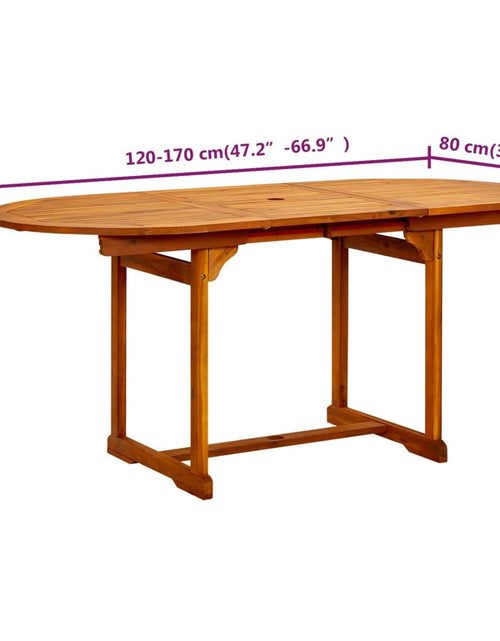 Încărcați imaginea în vizualizatorul Galerie, Masă de grădină, (120-170)x80x75 cm, lemn masiv de acacia
