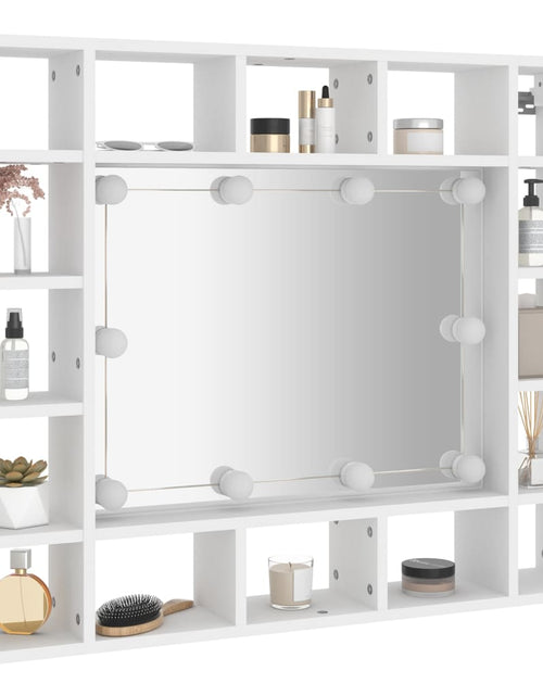 Încărcați imaginea în vizualizatorul Galerie, Dulap cu oglindă și LED, alb, 91x15x76,5 cm
