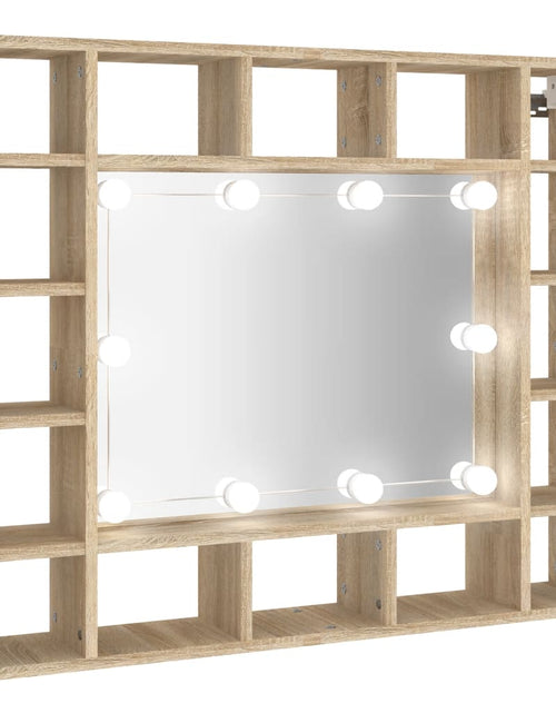 Загрузите изображение в средство просмотра галереи, Dulap cu oglindă și LED, stejar sonoma, 91x15x76,5 cm
