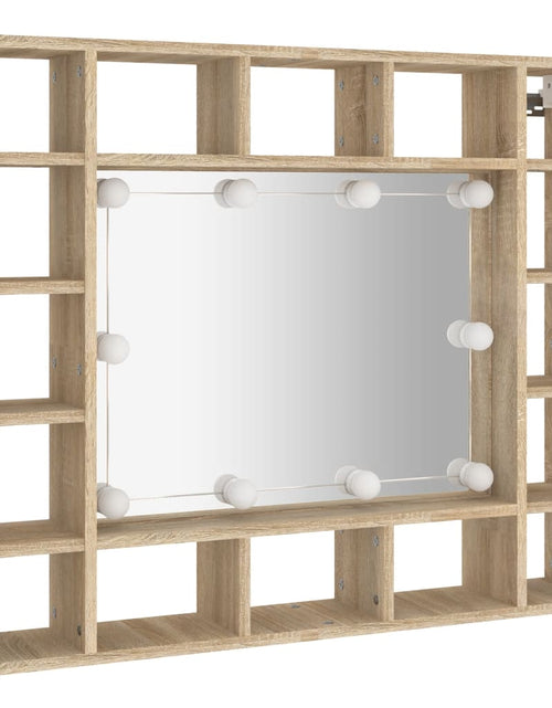 Загрузите изображение в средство просмотра галереи, Dulap cu oglindă și LED, stejar sonoma, 91x15x76,5 cm
