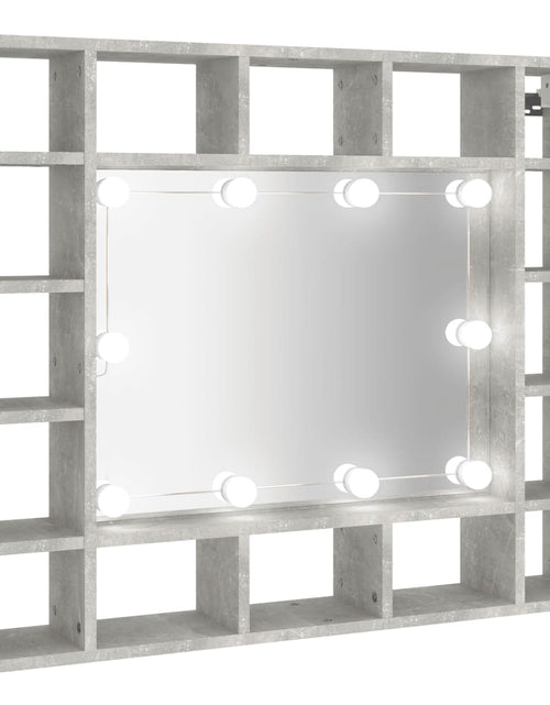 Загрузите изображение в средство просмотра галереи, Dulap cu oglindă și LED, gri beton, 91x15x76,5 cm
